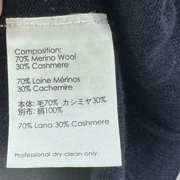 3.1 Philip Lim Designer Coquette Navy Blue Black Ruffle Cuff Sweater Small Round - Picture 10 of 12